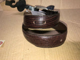 KIDS GENUINE LEATHER BELT COLLEGIATE BROWN SNAKE SKIN DESIGN FANCY BUCKLE NONAME