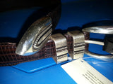 KIDS GENUINE LEATHER BELT COLLEGIATE BROWN SNAKE SKIN DESIGN FANCY BUCKLE NONAME
