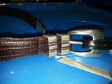 KIDS GENUINE LEATHER BELT COLLEGIATE BROWN SNAKE SKIN DESIGN FANCY BUCKLE NONAME