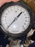 NEW ASHCROFT AISI 316 TUBE & SOCKET DURAGAUGE PLUS GAUGE 0-15PSI, 1/2" NPT W/C12