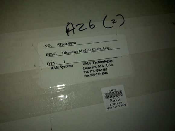 NIB 581-D-0070 DISPENCER MODULE CHAIN ASSEMBLY UMG