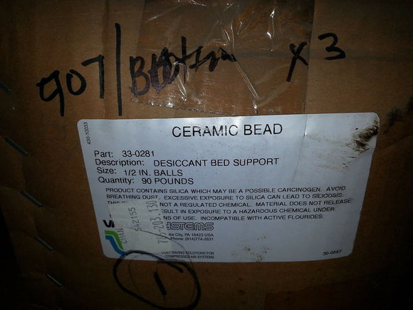 nib VAN AIR SYSTEM CERAMIC BEAD 33-0281 1/2 IN BALLS DESICCANT BED .. 90 LBS