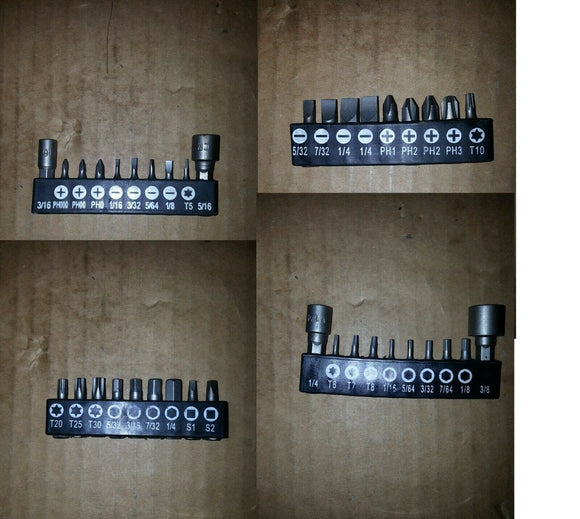 NNB SCREW DRIVER BIT SET ... AS IN PICTURE .. 4 DIFFERENT SETS, TOTAL 36 BITS