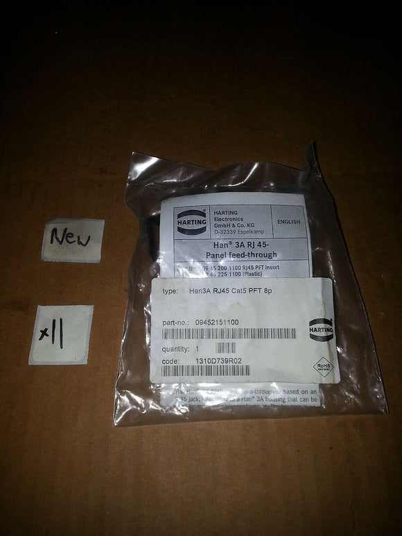 HARTING HAN3A RJ45 CAT5 PFT 8P PANEL FEED-THROUGH 09452151100 ...EACH