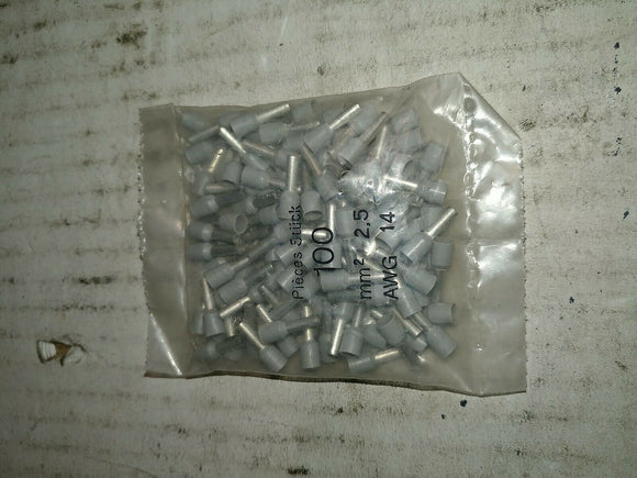 ferrule 2.5MM2, 14 AWG, PIN TYPE LUG ... 100/PACK