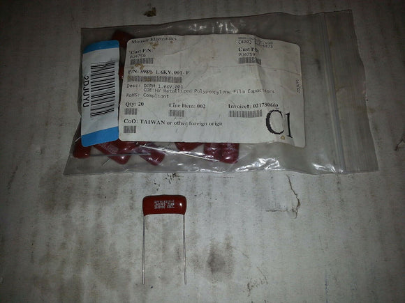 CDE DPPM16D1K-F .001MF HV METALIZED POLYPROPYLENE FILM CAPACITORS 1600VDC