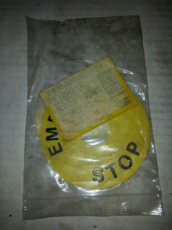EMERGENCY STOP STICKER FOR SWITCH NYJZ 932-8 2FG68-2 2089-14