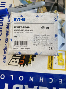 EATON WMZS2D06 6A 5kA Type D DP UL1077 BREAKER Qty 1