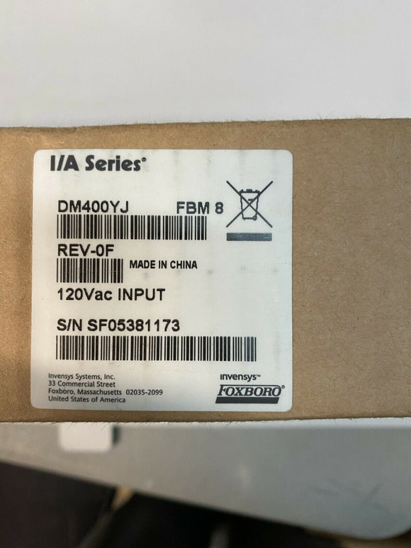 FOXBORO INVENSYS DM400YJ FBM 8 Rev-0F INPUT MODULE FIELD BUS 120VAC