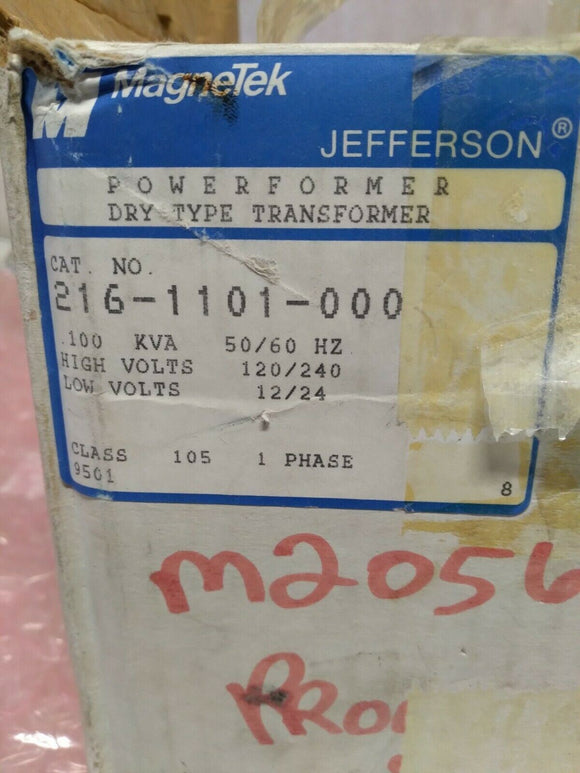 JEFFERSON ELECTRIC 216-1101-000 HIGH VOLTAGE 120/240V POWER TRANSFORMER 154215
