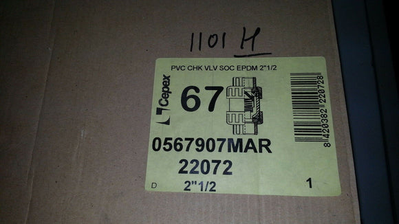 NIB HAYWARD CPX22072 PVC CHK VLV SOC EPDM  2 1/2