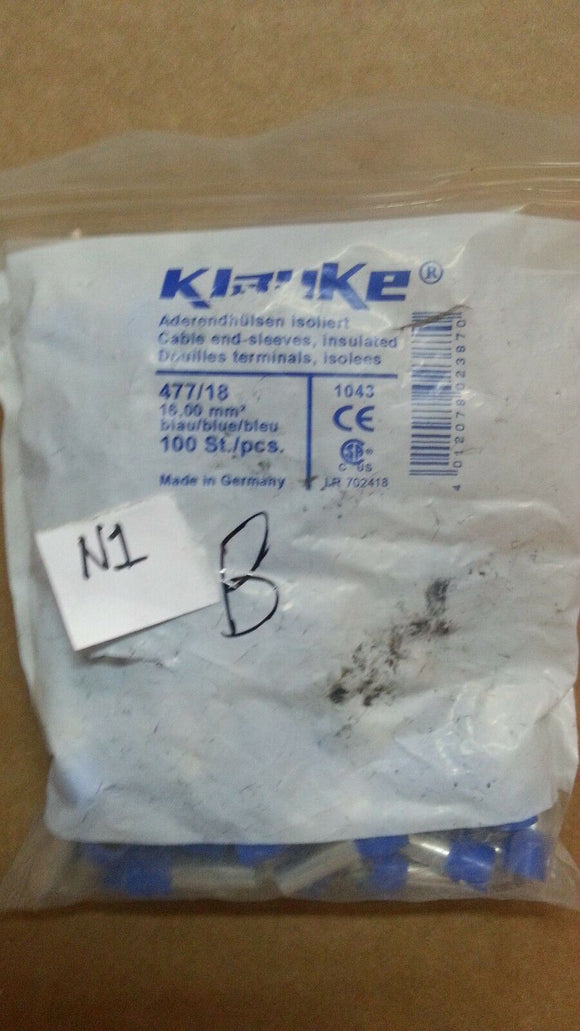 NIB Klauke Adereindhuls 477/18 ....... PACK OF 100
