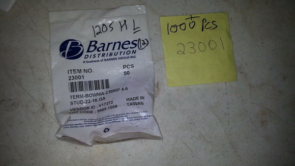 BARNES 22-16 GA WIRE CONNECTORS CRIMP 4-6 TERM-BOWMA-CRIMP 1000/PK NNB