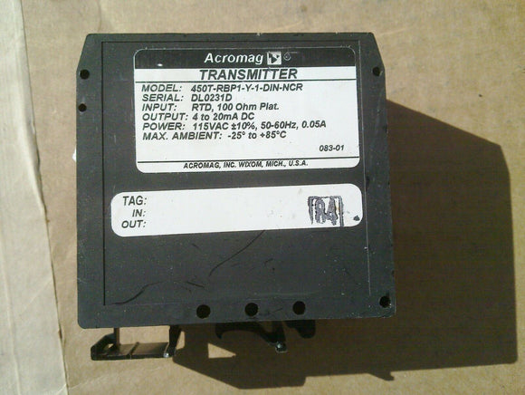 ACROMAG TRANSMITTER 450T-RBP1-Y-1-DIN-NCR - Transmitter, platinum RTD