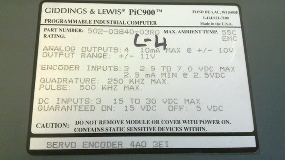 Giddings Lewis PiC900 Servo Encoder (4AD 3EI) 502-03840-03R0 QTY