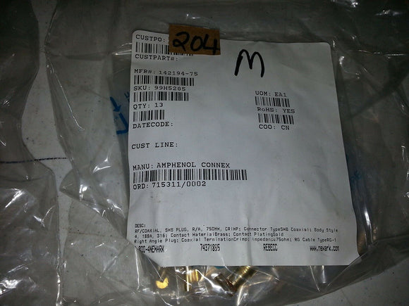 NIB Amphenol Connex 142194-75  QTY EACH