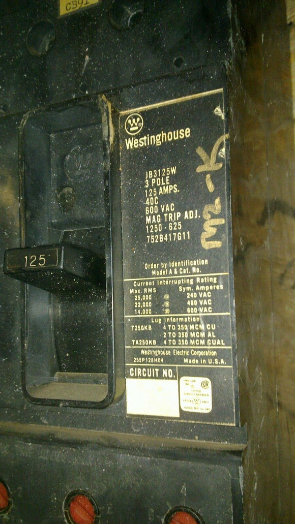 Westinghouse JB3125W Circuit Breaker