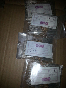 NIB RCD 5% Carbon Film Resistors CF25 1.1 OHM 200/PK ... EACH PACK