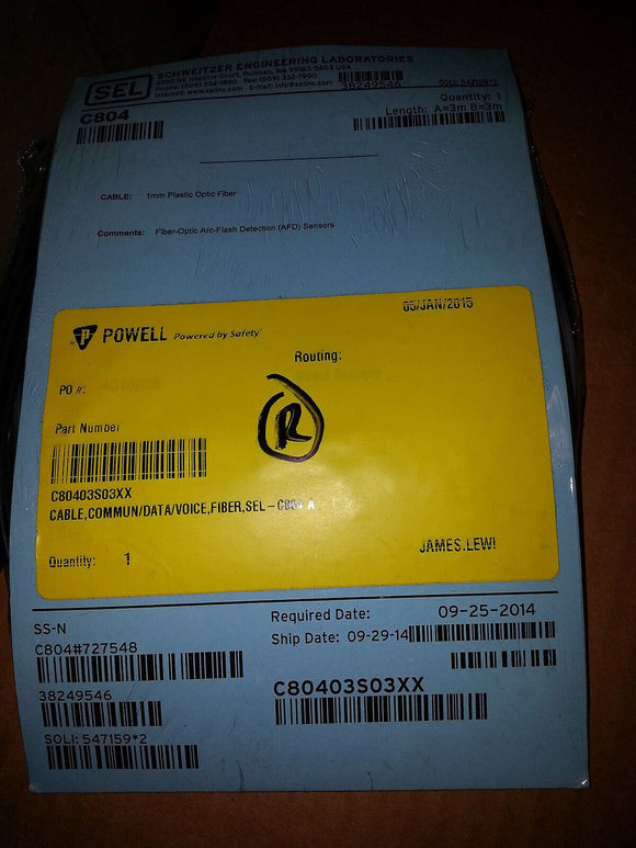NIB SEL C804 03S03XX  3M ..FIBER-OPTIC CABLE .. EACH