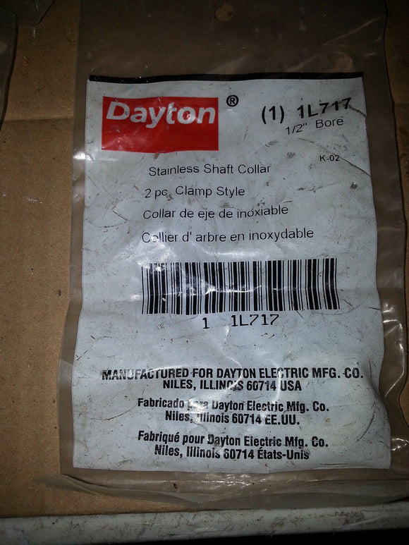 NIB DAYTON 1L717 2PC CLAMP STYLE STAINLESS 1/2