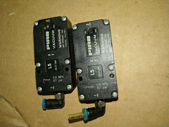 PIAB L5 VACUUM 32.01.080 Pump Generator Part Pmax 0.6 MPa 87 psi .. EACH