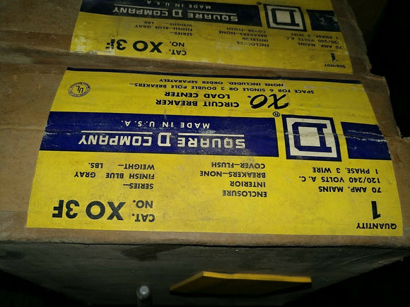 NIB SQUARE D XO - 3F LOAD CENTER MAINS 70AMPS 120/240 VAC
