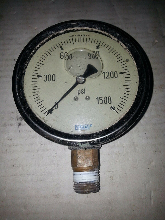 WIKA PRESSURE GAUGE 0-1500 PSI FILLED,