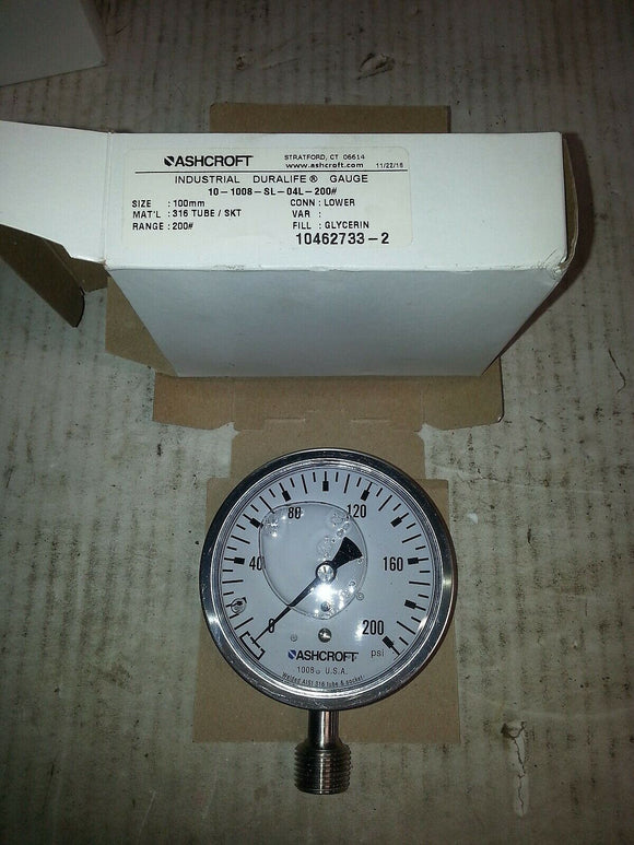 ASHCROFT 10-1008-SL-04L-200 100MM 316 TUBE/SKT LOWER GLYCERIN 10462733-2