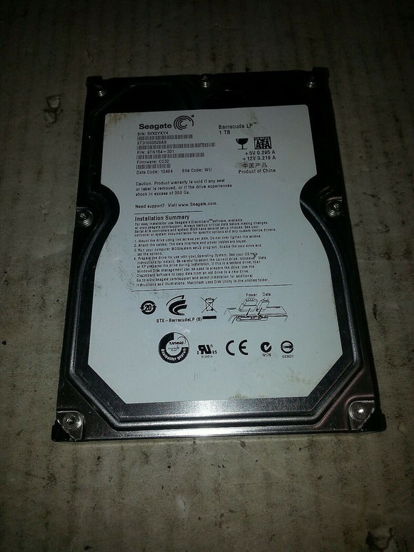 SEAGATE 5VX0YKY4 9TN154-301 CC32 +5V 0.295 A +12V 0.2190 A 0259701 M85
