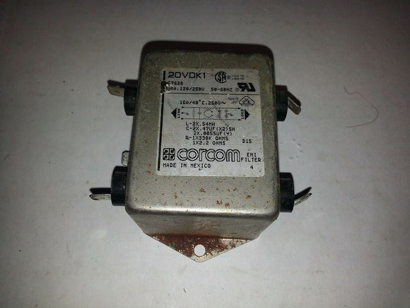 CORCOM 20VDK1 7620 20A 120/250V 50-60HZ 565-3 JPF
