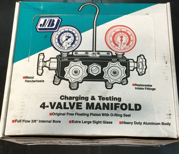 JB INDUSTRIES  Gauge 4-Valve Aluminum Charging And Testing Manifold