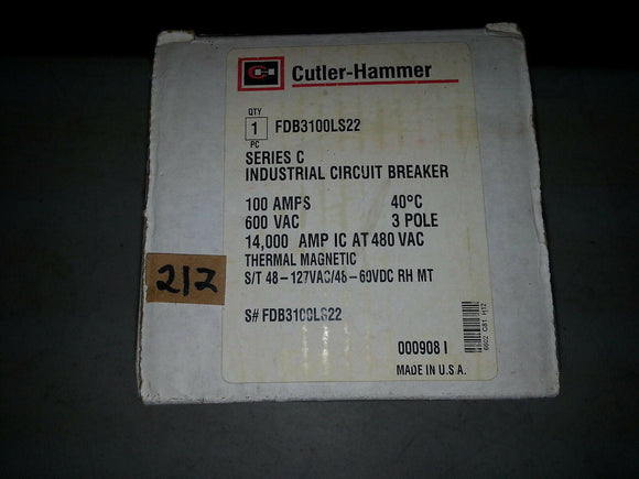NIB FDB3100LS22 Cutler Hammer Circuit Breaker