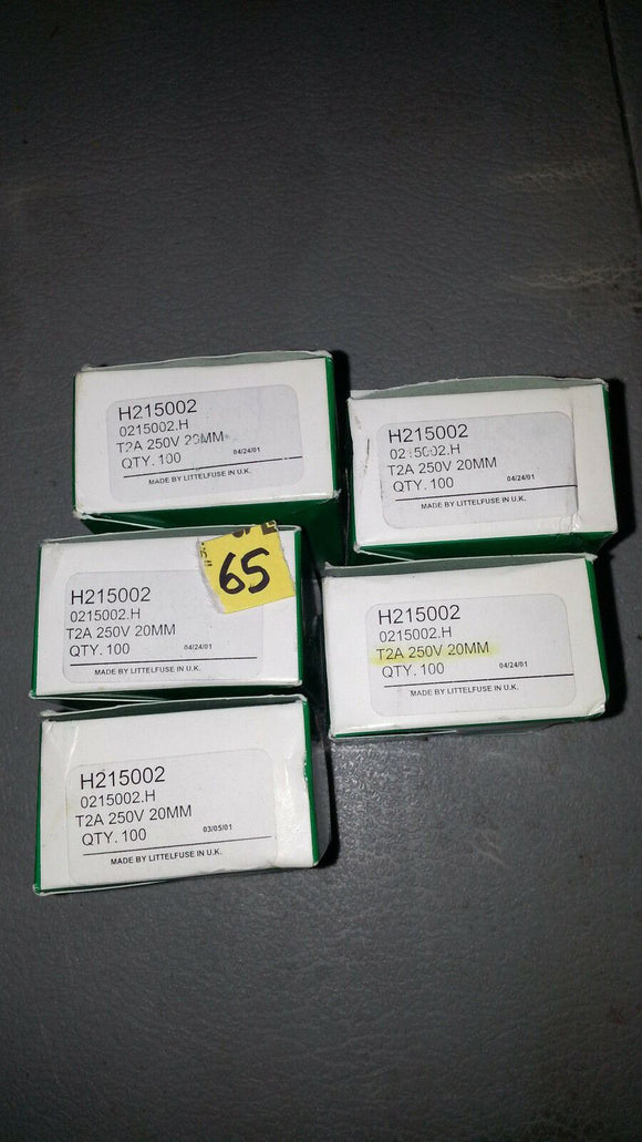 NNB H215002 2A T2A 250 V 20MM LITTLFUSE FUSES ,,, lot of 5 ,, loose