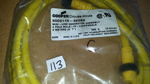 NIB Crouse & Hinds 5000110-320SE 5000110320SE Cordset