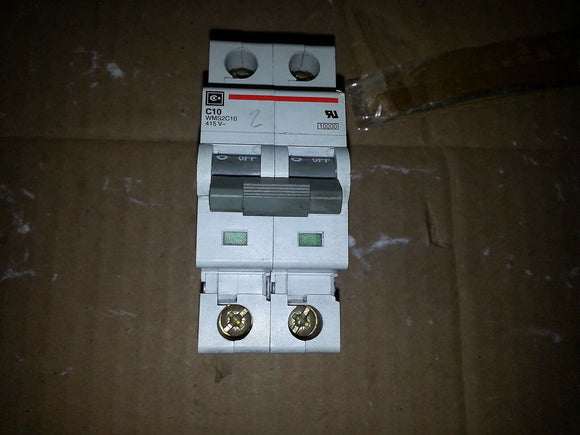 Cutler Hammer WMS2C10 C10 2-Pole Circuit Breaker, 415V, 10A