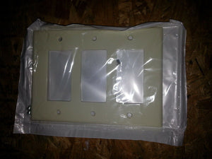 NIB Leviton 80611-A 3-Gang Decora/GFCI Device Decora Wallplate Almond