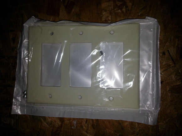 NIB Leviton 80611-A 3-Gang Decora/GFCI Device Decora Wallplate Almond