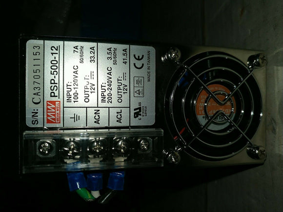 MEANWELL POWER SUPPLY PSP-500-12 110 - 220VAC to 12VDC..GREAT FOR LEDs .Stainles
