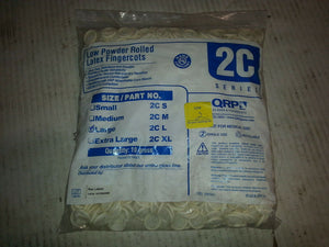 QRP SERIES 2C LARGE 2C L LOW POWDERED ROLLED LATEX FINGERCOTS  APROX 300/PK