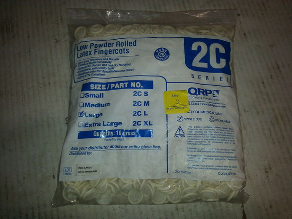 QRP SERIES 2C LARGE 2C L LOW POWDERED ROLLED LATEX FINGERCOTS  APROX 300/PK