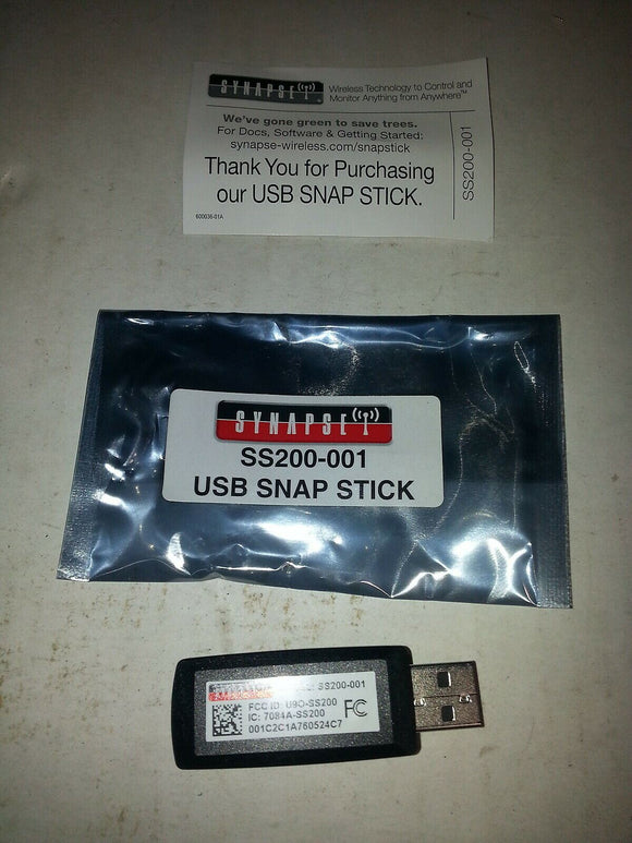 SYNAPSE SS200-001 USB SNAP STICK FCC ID U90-SS200 7084A-SS200 001C2C1A760524C7